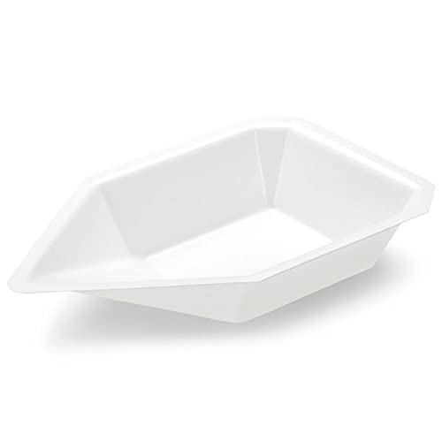 Pour Boat Weighing Dish by Globe Scientific, Bendable Polystyrene, Easy Pour Design, Disposable Scale Trays for Weighing & Mixing Liquid & Powder, Antistatic, 240mL Capacity, White, Case of 250
