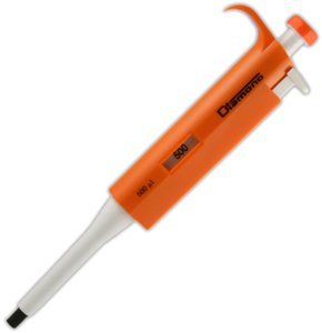Globe Scientific Diamond 3302-500 Fixed Volume Pipette, 500µL Volume, Orange