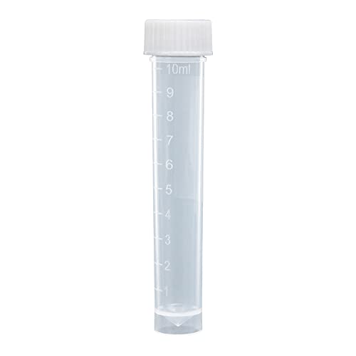 Globe Scientific 6102C Polypropylene Molded Graduations Conical Bottom Self Standing Transport Tubes with Attached White Polyethylene Screw Cap, 10ml Capacity (Case of 1000)