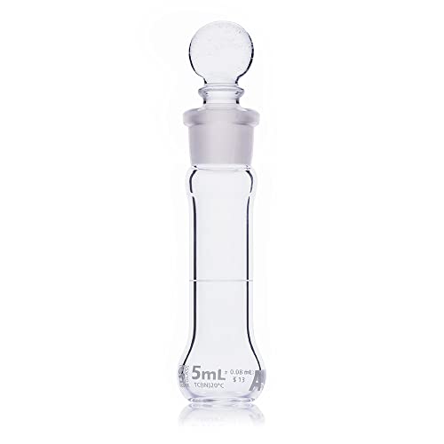 Volumetric Flask, Wide Mouth, Globe Glass, 5mL, Class A, to Contain (TC),3.3 Borosilicate Glass, ASTM E288, 6/Box