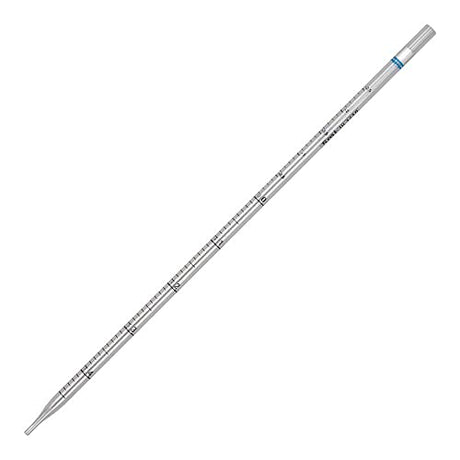 Globe Scientific 1755 Polystyrene UniPlast Serological Pipette, 5mL Capacity, Standard Tip, 296mm Length, Non-Sterile, Blue Striped (Case of 375)