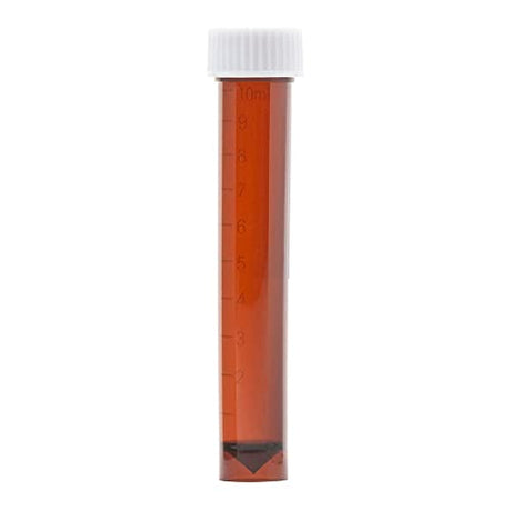 Globe Scientific 6102AM Polypropylene Molded Graduations Conical Bottom Self Standing Transport Tubes with Separate Amber Polyethylene Screw Cap, 10ml Capacity (Case of 1000)