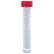 Globe Scientific 6102R Polypropylene Molded Graduations Conical Bottom Self Standing Transport Tubes with Separate Red Polyethylene Screw Cap, 10ml Capacity (Case of 1000)