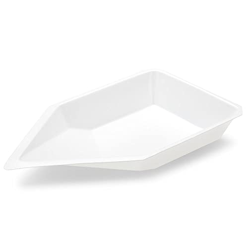 Pour Boat Weighing Dish by Globe Scientific, Bendable Polystyrene, Easy Pour Design, Disposable Scale Trays for Weighing & Mixing Liquid & Powder, Antistatic, 120mL Capacity, White, Case of 250
