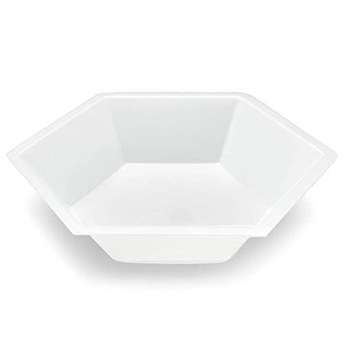 Weighing Boats by Globe Scientific, Hexagonal Shaped, Bendable Polystyrene, Easy Pour Design, Disposable Scale Trays for Weighing & Mixing Liquid & Powder, Antistatic, 350mL Capacity, White, Case/500