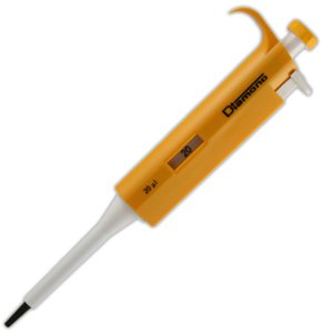 Globe Scientific Diamond 3302-20 Fixed Volume Pipette, 20µL Volume, Yellow