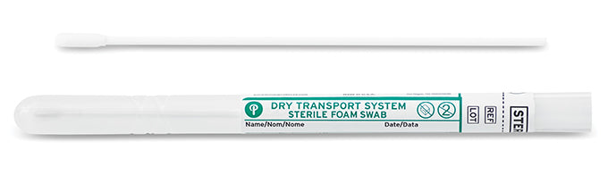 Puritan 6" Sterile Standard Foam Swab w/Polystyrene Handle & Dry Transport Tube - 25-1506 1PF BT, Cs