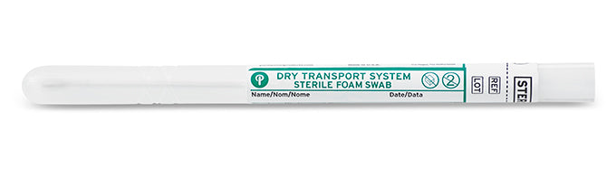 Puritan 6" Sterile Standard Foam Swab w/Polystyrene Handle & Dry Transport Tube - 25-1506 1PF BT, Cs
