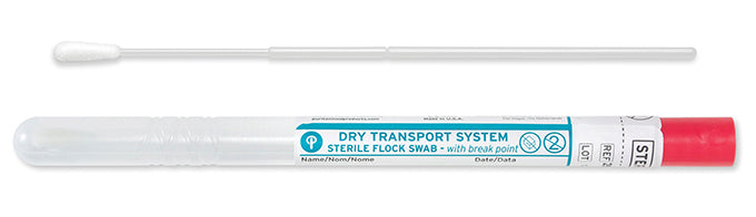 PurFlock Ultra 6" Sterile Standard Flock Swab w/Plastic Handle & Dry Transport Tube - 25-3306-U BT-Bacteria Collection Swabs, Cs