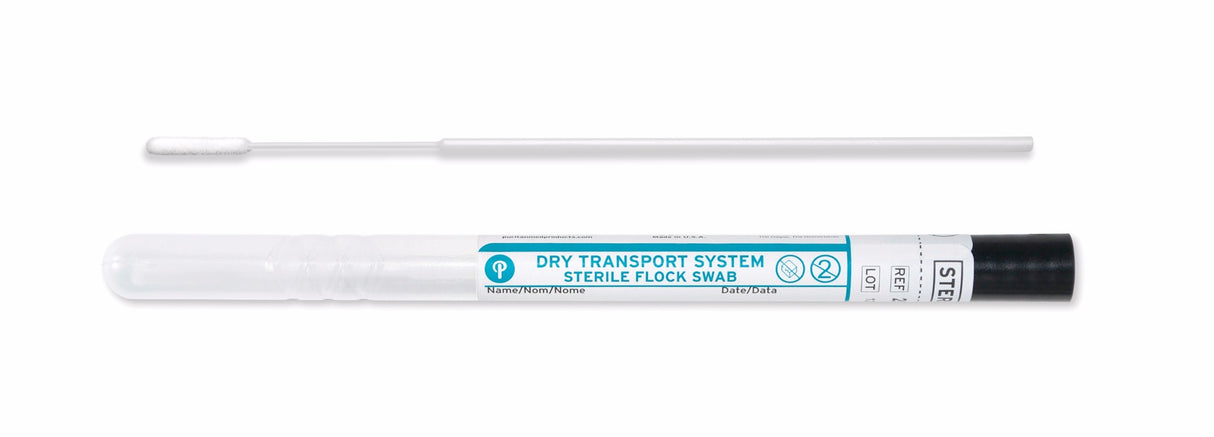 PurFlock Ultra 6" Sterile Mini-tip Flock Swab w/Plastic Handle & Dry Transport Tube - 25-3316-U BT-DNA Test Swabs, Cs