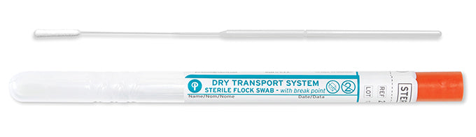 HydraFlock 6" Sterile Ultrafine Flock Swab w/Plastic Handle & Dry Transport Tube - 25-3317-H BT-Nasopharyngeal Swab, Cs