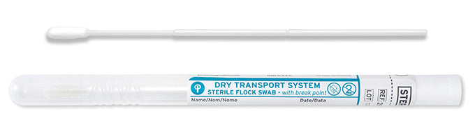 PurFlock Ultra 6" Sterile Elongated Flock Swab w/Plastic Handle & Dry Transport Tube - 25-3706-U BT-Bacterial Testing, Cs