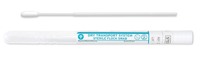 HydraFlock 6" Sterile Elongated Flock Swab w/Plastic Handle & Dry Transport Tube - 25-3806-H BT-Bacterial Swabs, Cs
