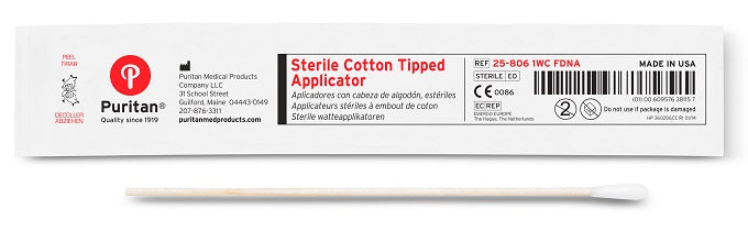 Puritan 6" Sterile Standard Cotton Swab W/Polystyrene Handle