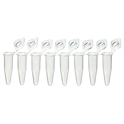 Globe Scientific PCR-QS-02F QuickSnap Tube with Individually-Attached Flat Cap, Clear, 8 Strip, 0.2mL Capacity, Pack of 120