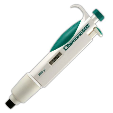 Globe Scientific Diamond PRO 3312-3000 Fixed Volume Research Micropipette, 3,000µL Volume, Light Green