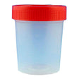 Globe Scientific 5914 Polypropylene Specimen Graduated Container with Separate Red 1/4 Turning Screw Cap, Non-Sterile, Bulk, 4oz Capacity (Case of 100)