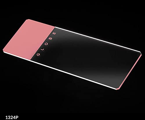 Globe Scientific 1324P Glass Microscope Slide, 25 x 75mm Size, Ground Edges with Safety Corners, Pink Frosted (1,440 slides)