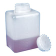 Globe Scientific 600611 Polyethylene Wide Mouth Square Bottle with Polypropylene Screwcap, Graduated, 250mL Capacity (Case of 50)