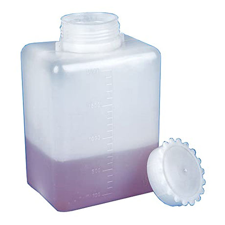 Globe Scientific 600611 Polyethylene Wide Mouth Square Bottle with Polypropylene Screwcap, Graduated, 250mL Capacity (Case of 50)
