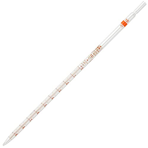 Globe Glass, Serological Pipette, Reusable, 10mL, Class A, to Deliver (TD), 0.1 Graduations, Orange Band, 6/Box