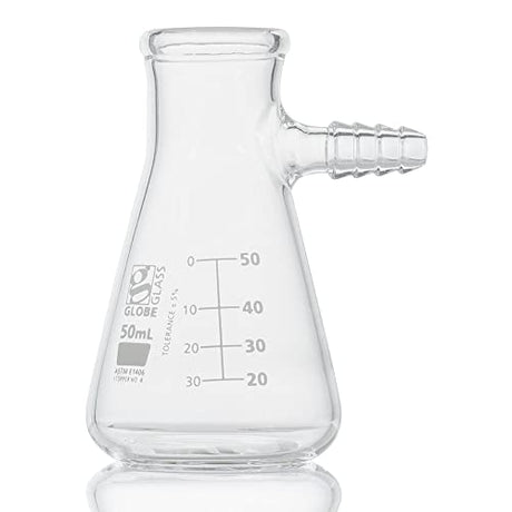 Globe Glass, Filtering Flask, 50mL, Dual Graduations, ASTM E1406, 6/Box