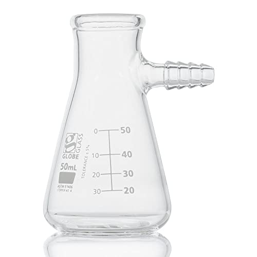Globe Glass, Filtering Flask, 50mL, Dual Graduations, ASTM E1406, 6/Box
