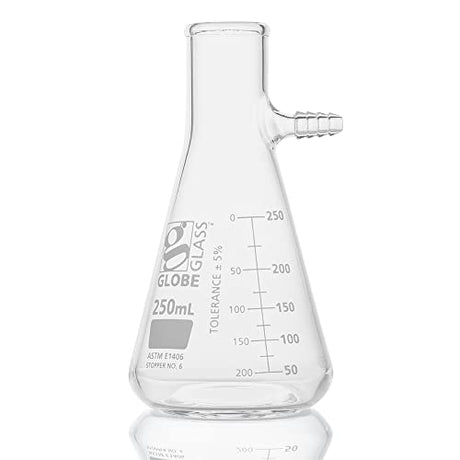 Globe Glass, Filtering Flask, 250mL, Dual Graduations, ASTM E1406, 6/Box
