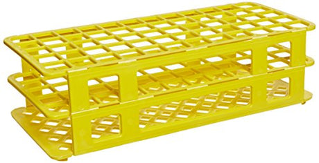 Globe Scientific 456506 Polypropylene Microcentrifuge Tube Rack, 16/17mm Tube, Yellow, 60-Place