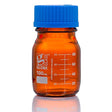 Globe Glass, Amber Media Bottle, 100mL, GL45 Screw Cap, Dual Graduations, 10/Box