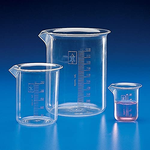 Globe Scientific 601330 Polymethylpentene Griffin Style Low Form Beaker, Molded Graduations, 3000mL Capacity (Pack of 4)