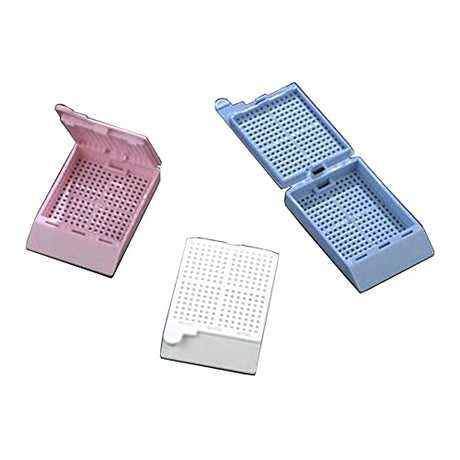 Globe Scientific 1095W Biopsy Embedding Cassette with Attached Lid, 35° Writing Area, White, Pack of 1000