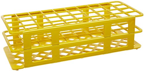Globe Scientific 456706 Polypropylene Microcentrifuge Tube Rack, 25mm Tube, Yellow, 40-Place
