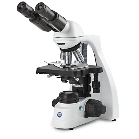 bScope Binocular Compound Microscope, HWF 10x/20mm Eyepieces and Quintuple Nosepiece with Plan PLI 4/10/S40/S100x Oil Infinity Corrected iOS Objectives Globe Scientific | Euromex