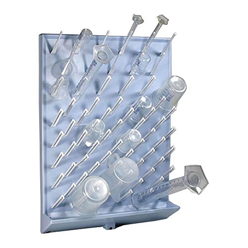 Globe Scientific 600213 High Impact Polystyrene Drying Rack, Removable Pegs, 72 Place