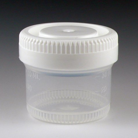 Globe Scientific Tite-Rite 6520 Polypropylene Leak Resistant Containers with Polyethylene Separate Screw Cap, Non-Sterile, Bulk Packaging, 40mL Capacity (Case of 600)
