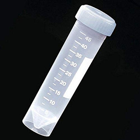 Globe Scientific 6255MF Polypropylene Self-Standing Transport Tube with Separate Natural High Density Polyethylene Screw Cap Metal Free Printed Graduation Conical Bottom 50mL Capacity (Case of 500)