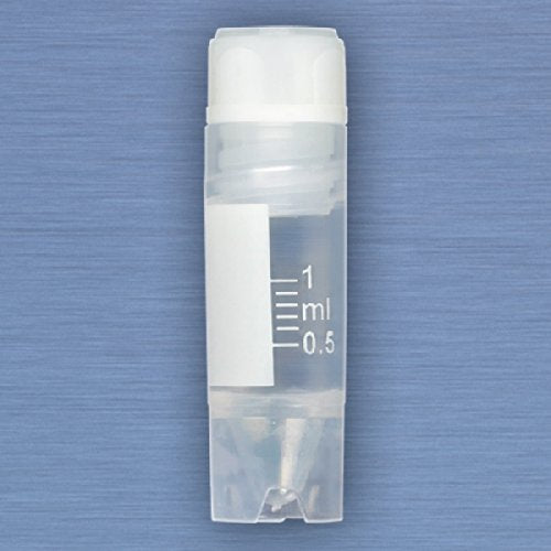 Globe Scientific CryoClear 3001 Polypropylene Barcoded Cryogenic Vial, 1mL Capacity, Sterile, Internal Threads, Attached Screwcap with Molded O-Ring, Conical Bottom, Self-Standing (Case of 500)