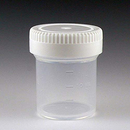 Globe Scientific Tite-Rite 6518 Polypropylene Leak Resistant Containers with Polyethylene Separate Screw Cap, Non-Sterile, Bulk Packaging, 20mL Capacity (Case of 1000)