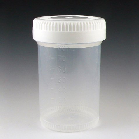 Globe Scientific Tite-Rite 6524 Polypropylene Leak Resistant Containers with Polyethylene Separate Screw Cap, Non-Sterile, Bulk Packaging, 90mL Capacity (Case of 400)