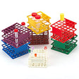 Globe Scientific 456845Y Nylon Half Size Wireless Tube Rack, 30mm Diameter, 9-Place, Yellow