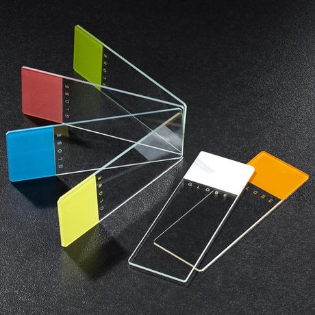 Globe Scientific 1324N Glass Microscope Slide, 25 x 75mm Size, Ground Edges with Safety Corners, Orange Frosted (1,440 slides)