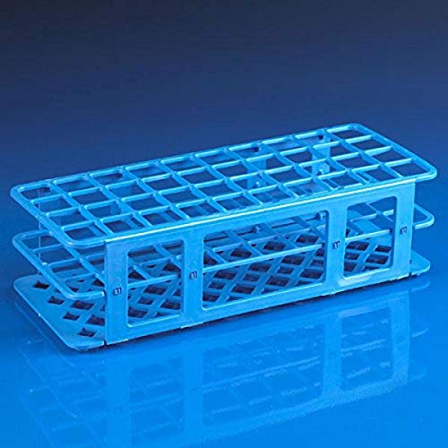 Globe Scientific 456704 Polypropylene Microcentrifuge Tube Rack, 25mm Tube, Blue, 40-Place