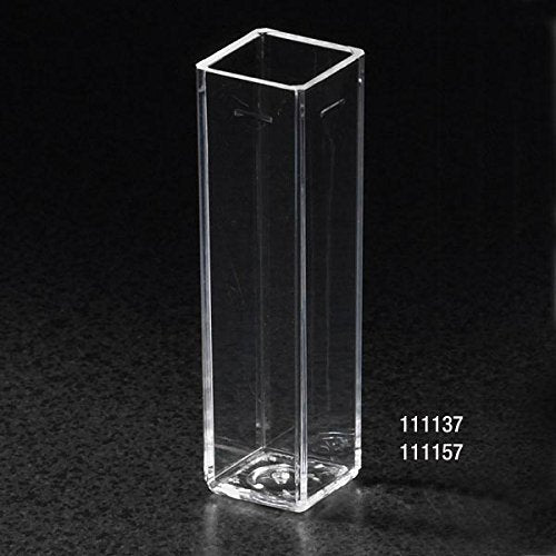 Globe Scientific 111157 Polymethylmethacrylate Square Spectrophotometer Cuvette, 4 Clear Sides, 4.5mL Capacity (Case of 500)