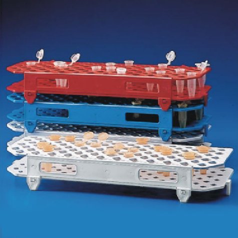 Globe Scientific 456310 Polypropylene Microcentrifuge Tube Rack, Red, 100-Place