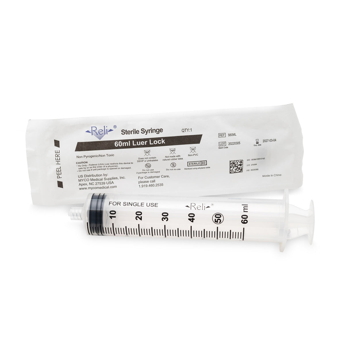 MYCO RELI® CONVENTIONAL LUER LOCK SYRINGE - S60ML