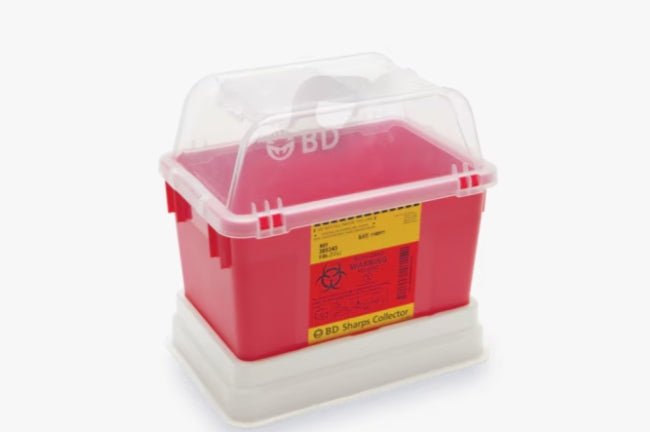 BD SHARPS COLLECTOR, 8 QT, CLEAR TOP, OPEN CAP, RED-305343, Cs