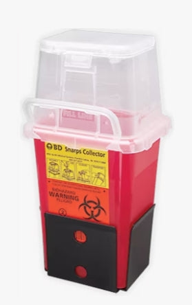 BD SHARPS COLLECTOR, 8 QT, CLEAR TOP, OPEN CAP, RED-305343, Cs