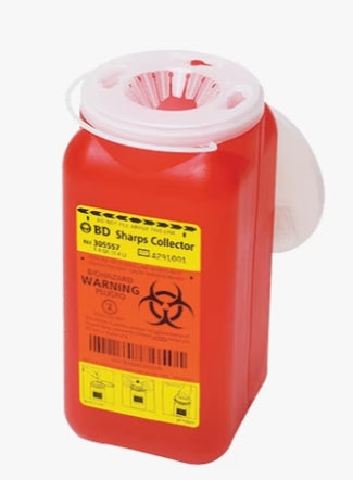 BD SHARPS COLLECTOR, 8 QT, CLEAR TOP, OPEN CAP, RED-305343, Cs