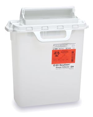 BD SHARPS COLLECTOR, 3 GALLON, 15¾" X 13½" X 6", COUNTERBALANCED DOOR, PEARL-305053, Cs